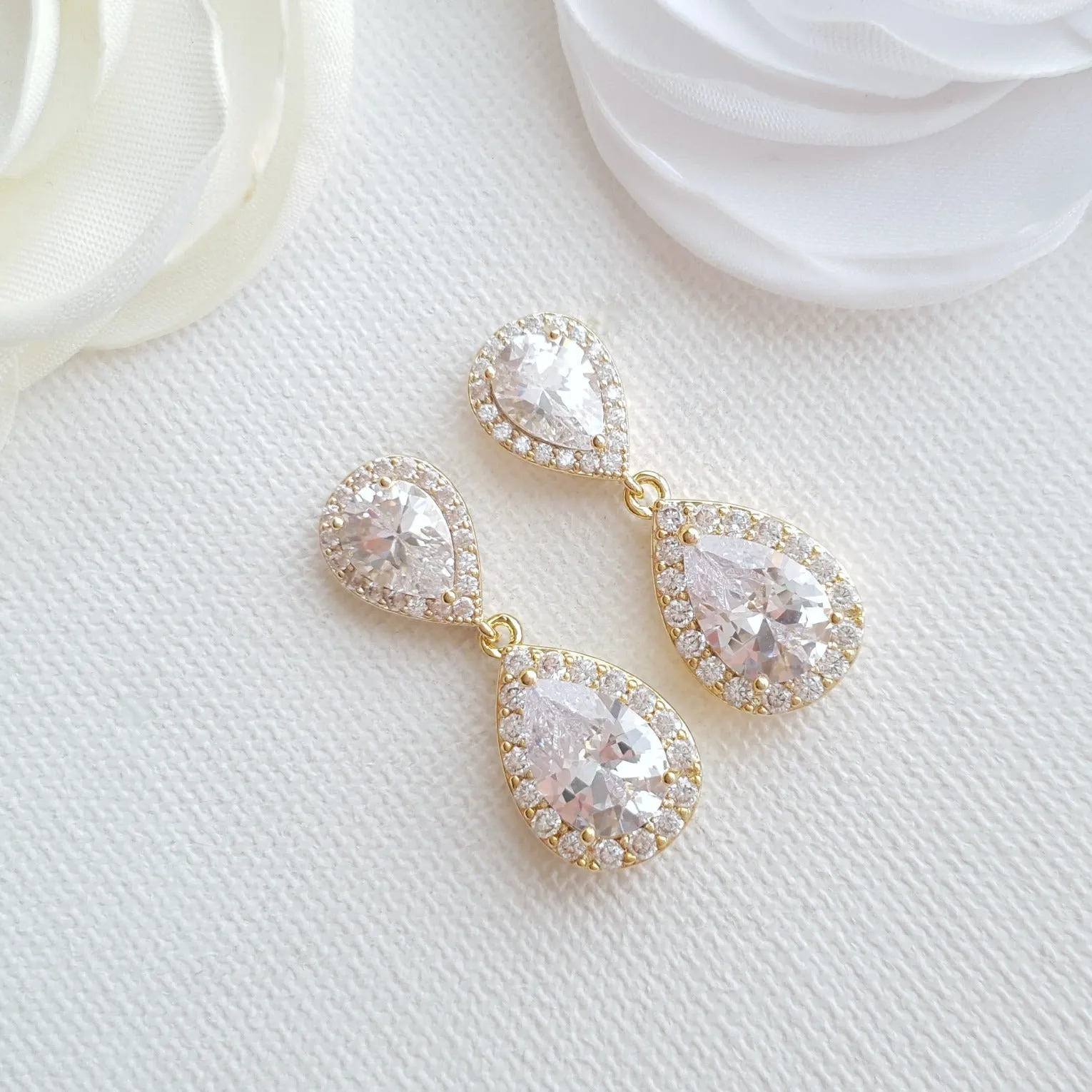 Gold Teardrop Earrings-Emma