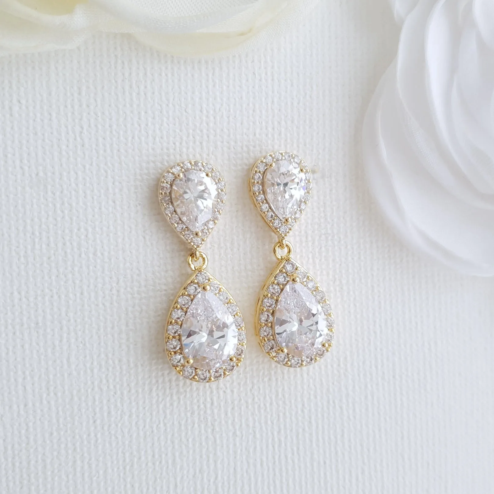 Gold Teardrop Earrings-Emma