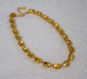 Golden Yellow Swarovski Crystal Necklace - Medium Oval