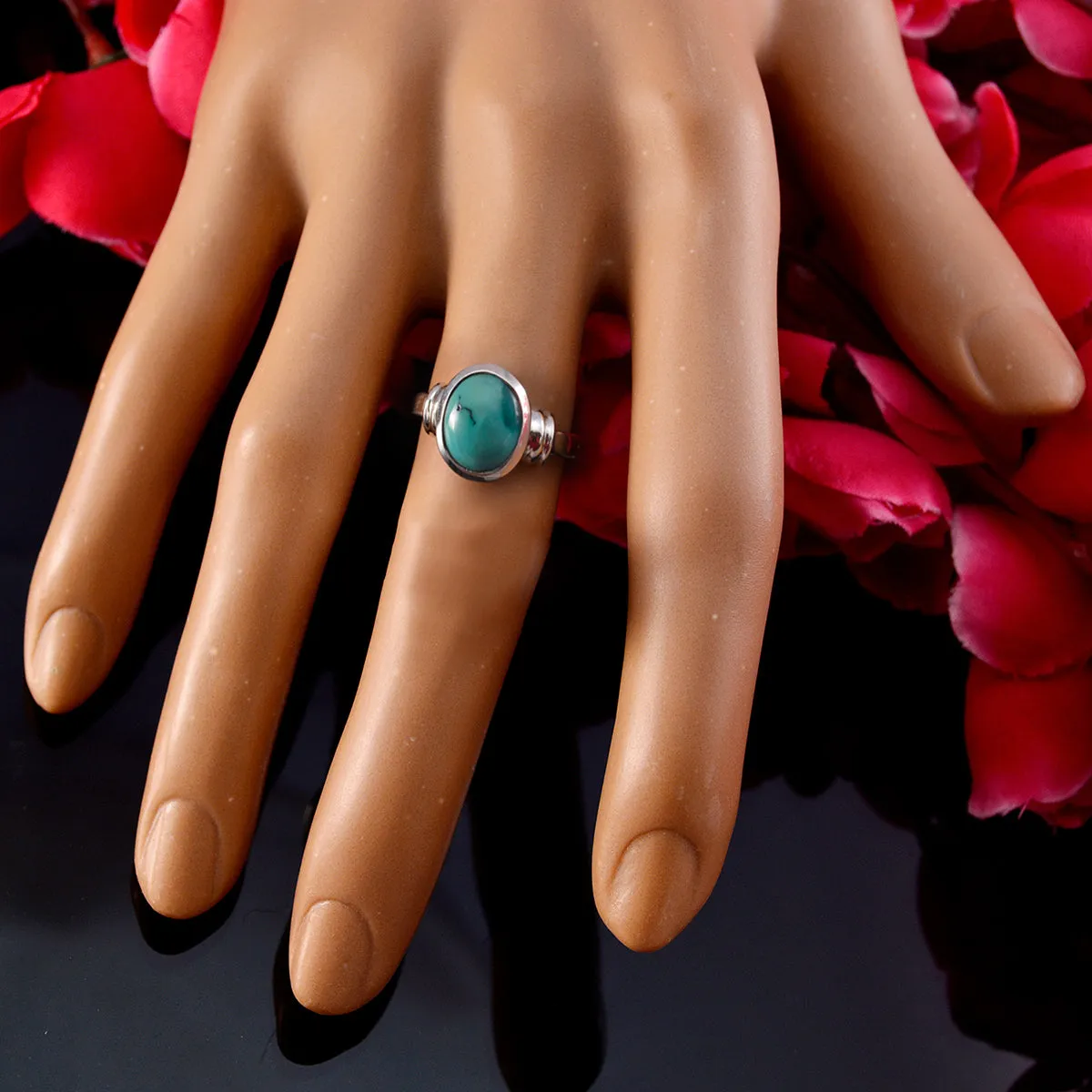 Goods Gemstones Turquoise 925 Sterling Silver Rings Open Heart Jewelry