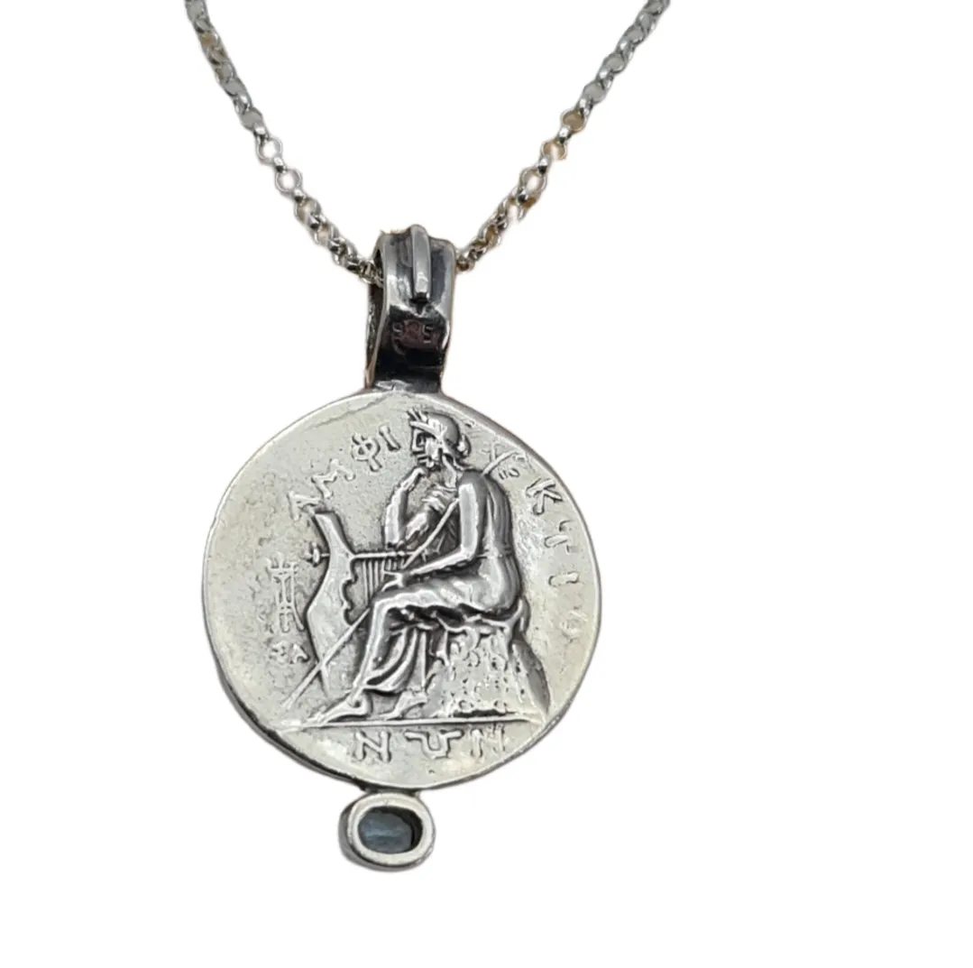 Greek Aphroditi and Apollo medallion replica coin pendant necklace