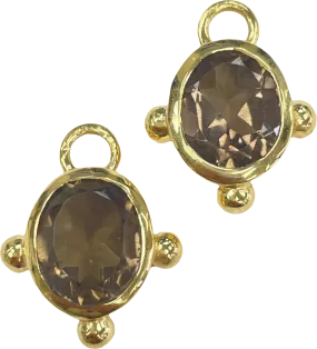 Heavenly London Gold / Smoky Quartz Oval Detachable Drops For Huggies/hoop Earrings