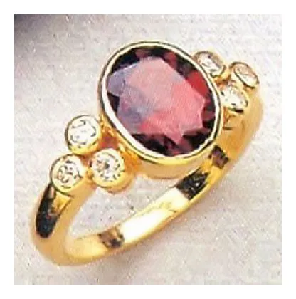 Henry VII 14k Gold, Garnet and Diamond Ring