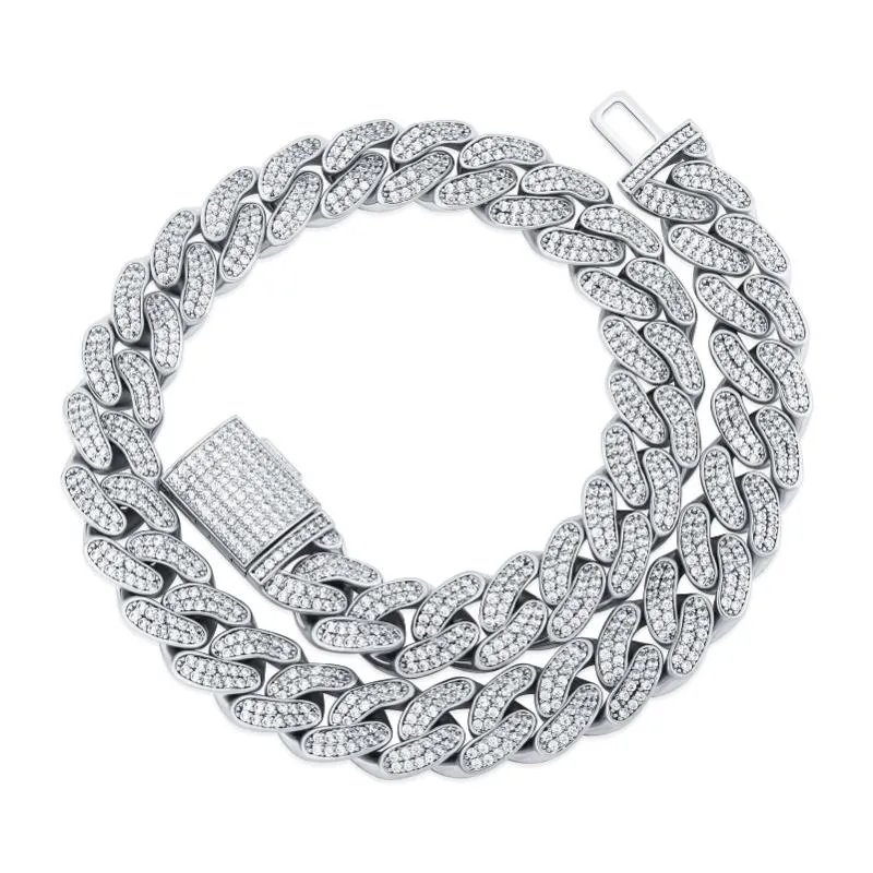 Hip hop 14mm full diamond Cuban necklace bracelet