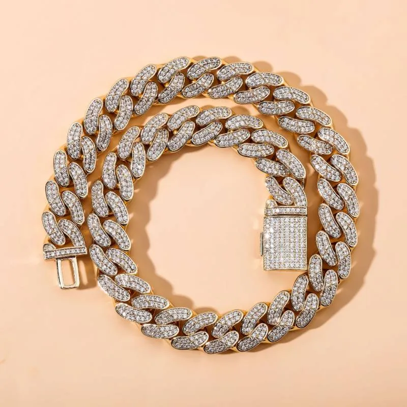 Hip hop 14mm full diamond Cuban necklace bracelet