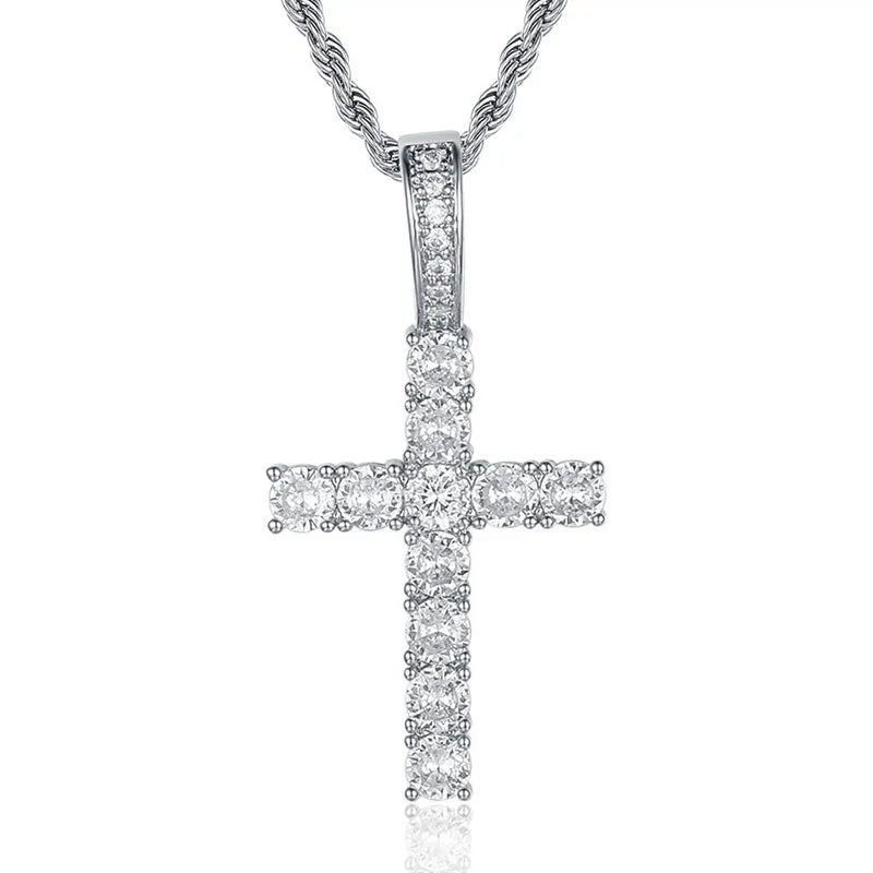 Iced Out Cross Pendant - Silver