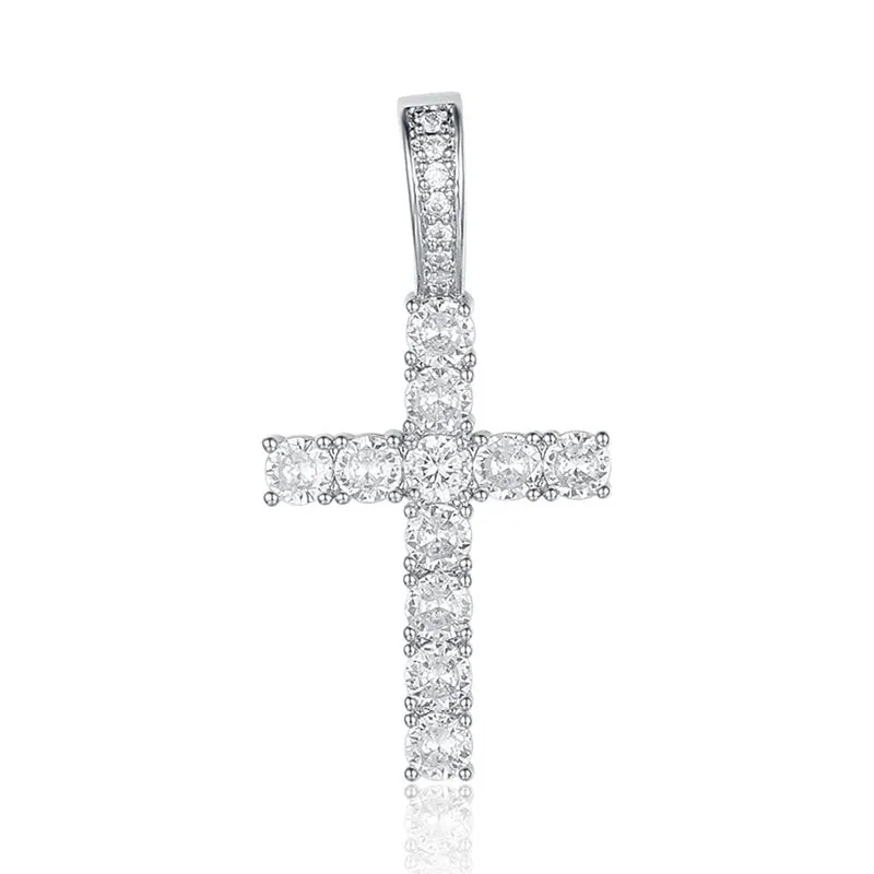 Iced Out Cross Pendant - Silver