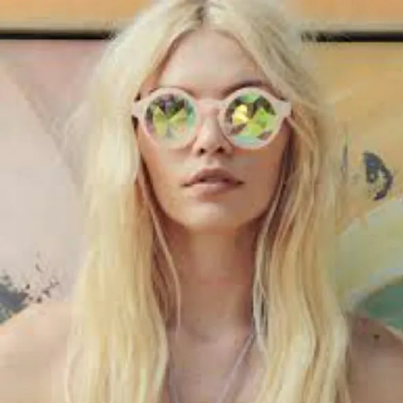 Kaleidoscope Sunglasses Choose Baby Pink Clear Or Black Frames Psychedelic Trippy Vision Groovy For Concerts And Festivals