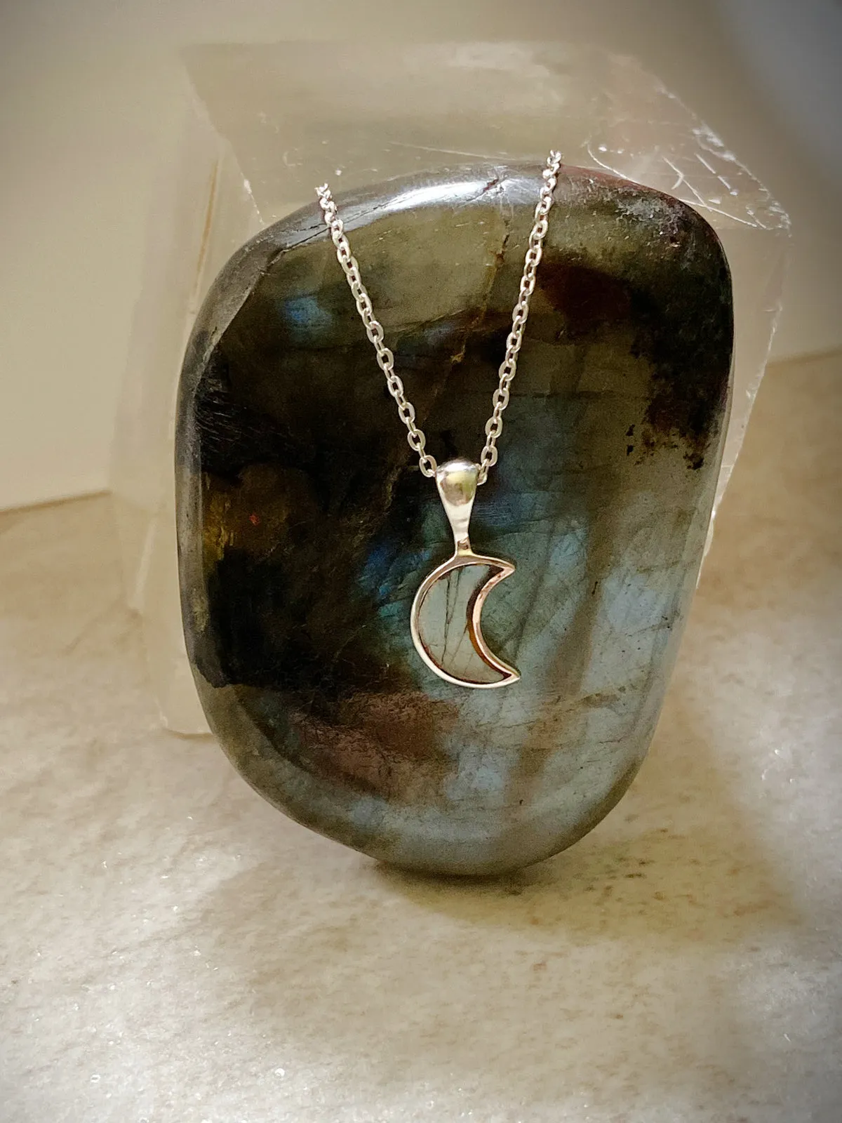 Labradorite Crescent Moon Necklace