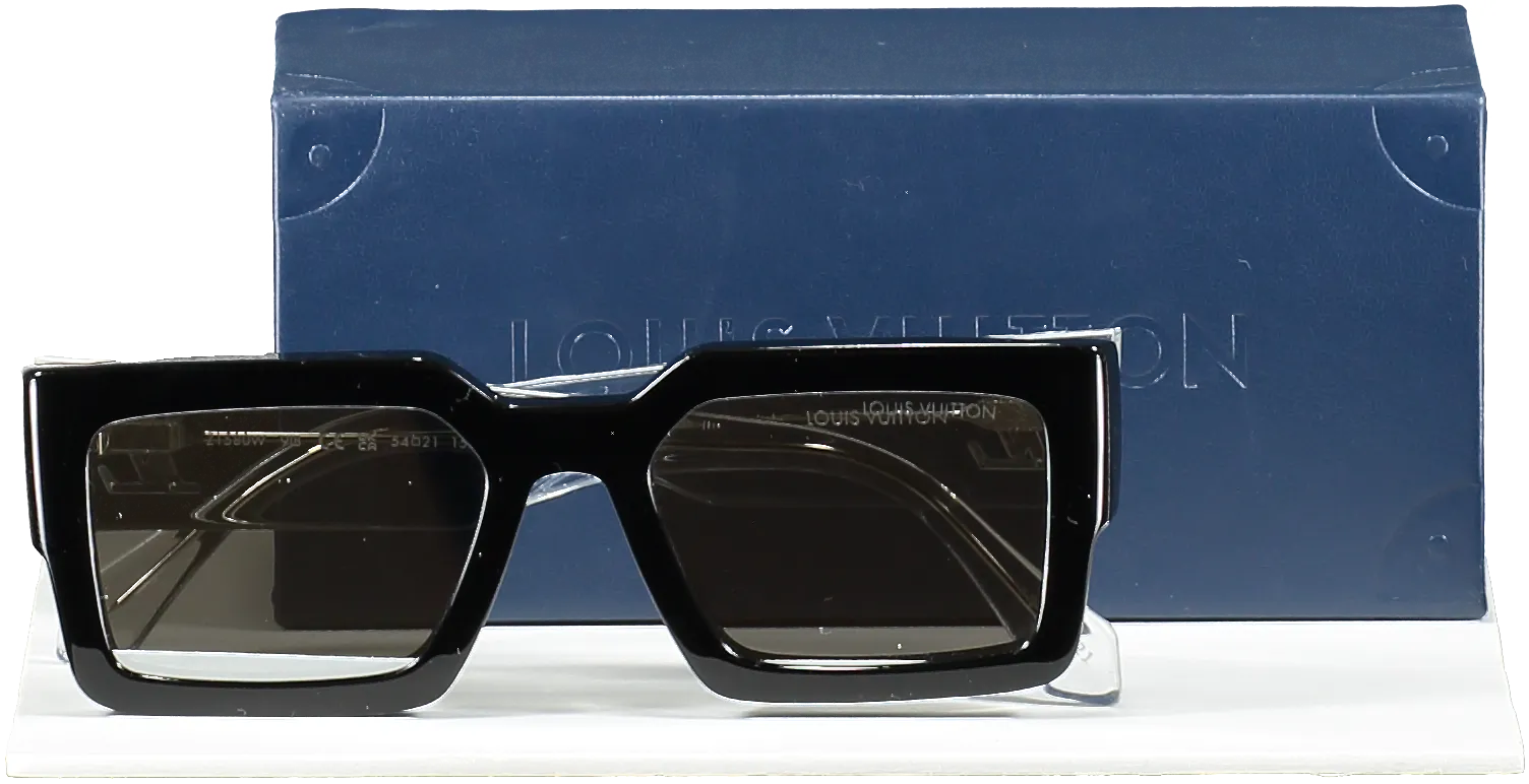 Louis Vuitton Black Lv Logo Clash Mirror Square Sunglasses in Case