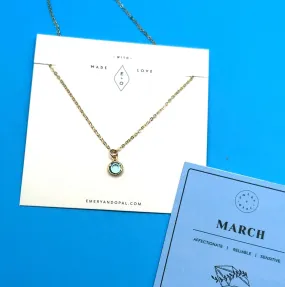 March Swarovski Birthstone Necklace - 14k Gold-Filled