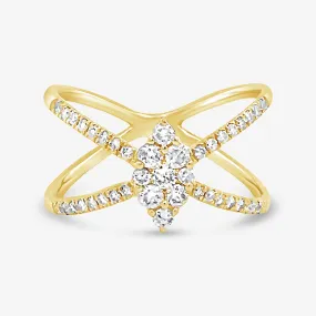 Marquise Shaped Diamond X Ring