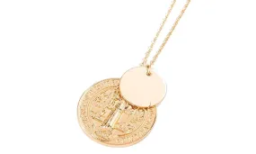 Mary Round Gold-color Catholic Religious Jesus Pendant Necklace