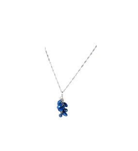 Medium Blue Crystal Teardrop Cluster Necklace on Silver Chain | 18 Inch | Gift Boxed