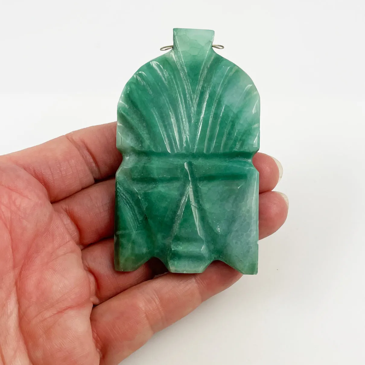 Mexican Green Chrysoprase Mask Pendant