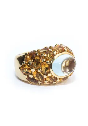 Mimi 18KYG Citrine & Blue Topaz Cocktail Ring