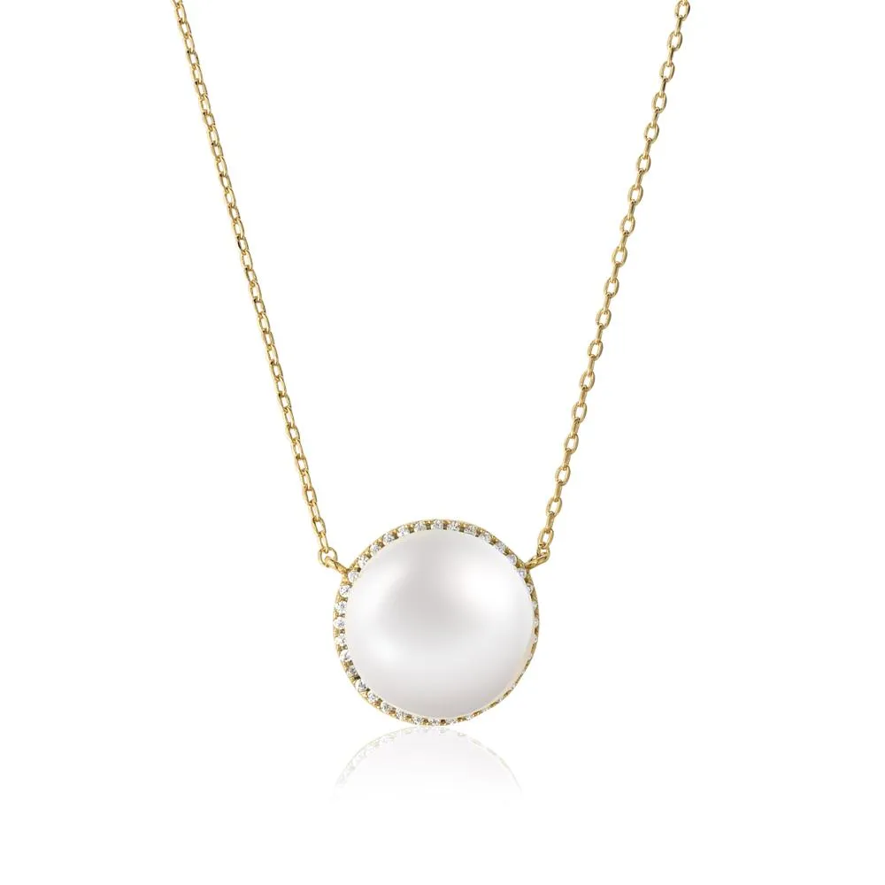 PAVE CRYSTAL PEARL NECKLACE