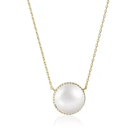 PAVE CRYSTAL PEARL NECKLACE