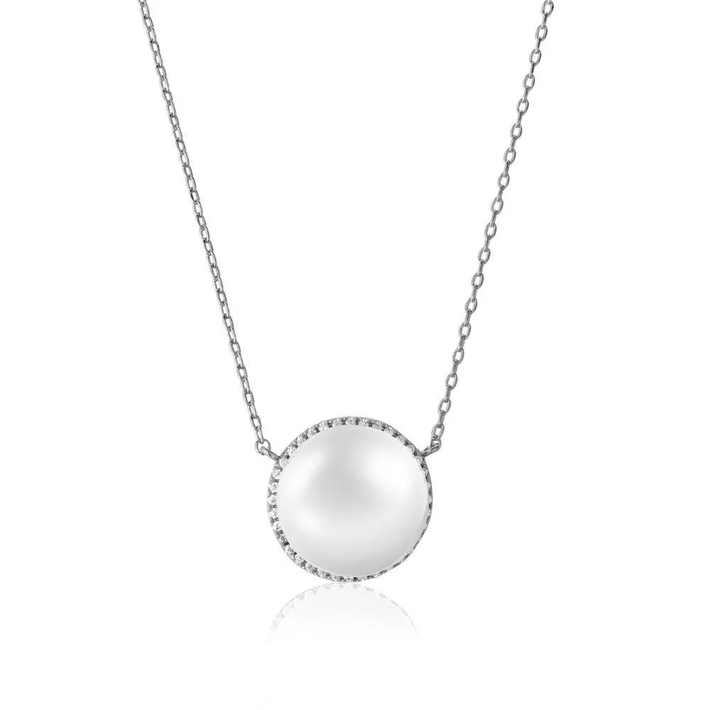 PAVE CRYSTAL PEARL NECKLACE