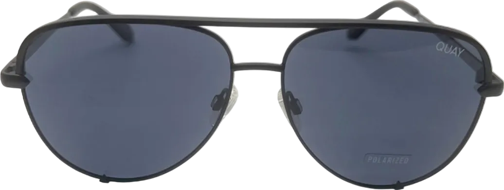 Quay Black Polarized High Key Mini Sunglasses in Case