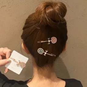 Rhinestone Lollipop Shape Hair Clip Bobby Pin Head Jewelry Non-slip Side Clip Bangs Clip Hair Accessories