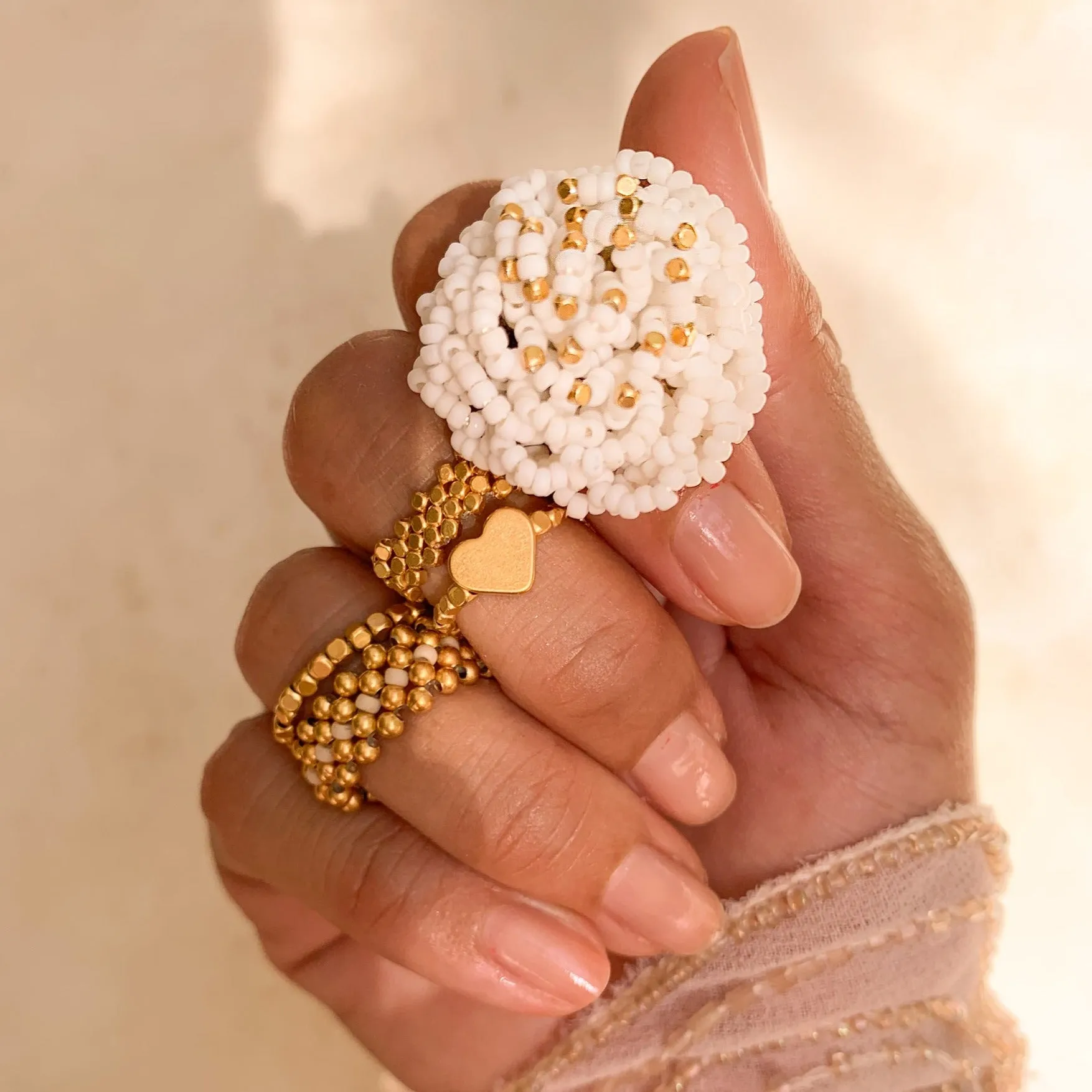 RING LACE GOLD ANTIQUE BEIGE