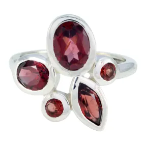 Riyo Designer Gemstones Garnet Sterling Silver Ring European Jewelry