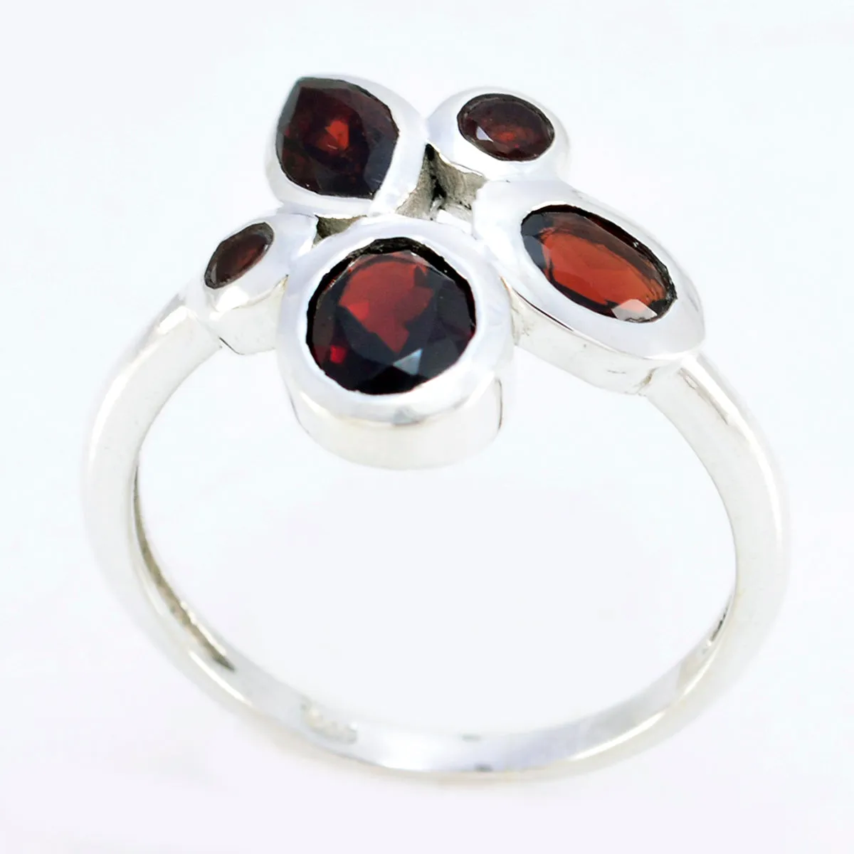 Riyo Designer Gemstones Garnet Sterling Silver Ring European Jewelry