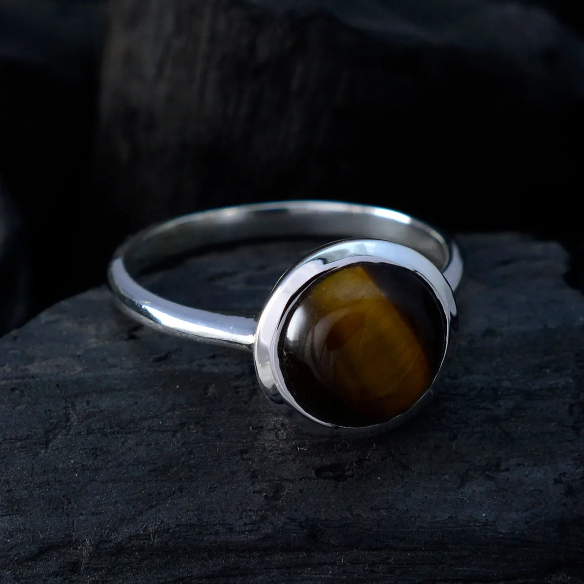 Riyo Elegant Gem Tiger Eye 925 Sterling Silver Rings Mom Jewelry