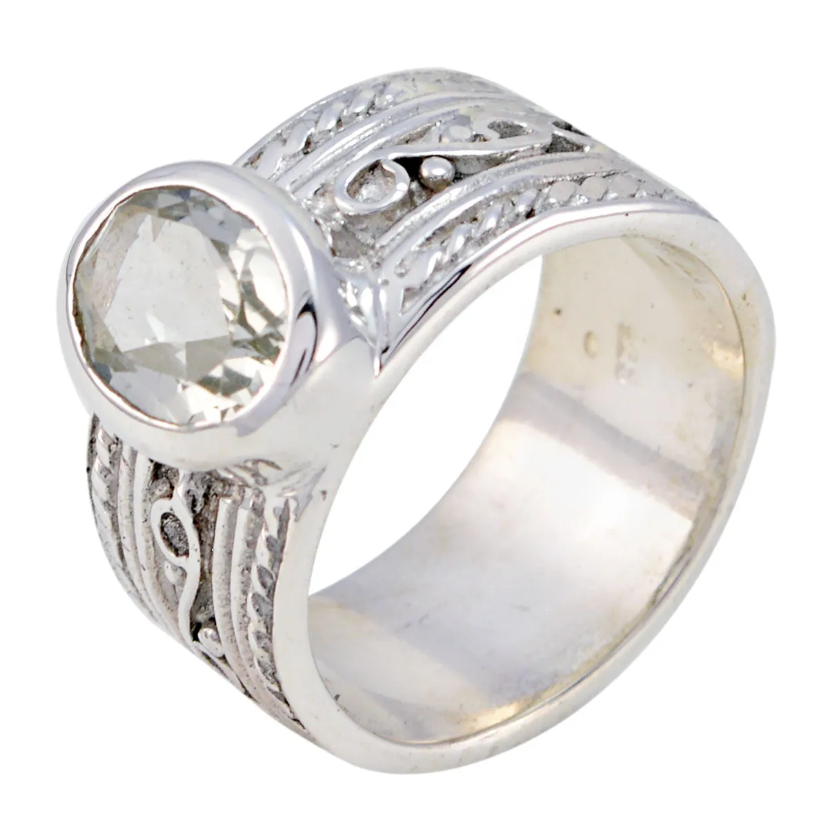 Riyo Elegant Gemstones Green Amethyst 925 Rings Grandfather Gift