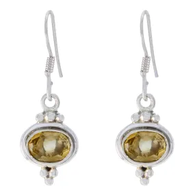 Riyo Genuine Gems oval Faceted Yellow Citrine Silver Earrings graduation gift