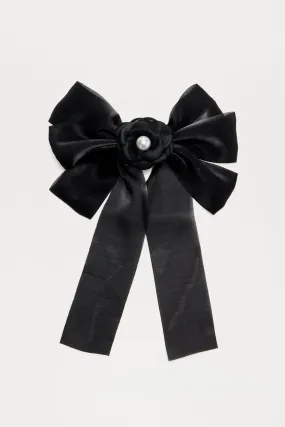 Roses And Bows Hair Clip - Black