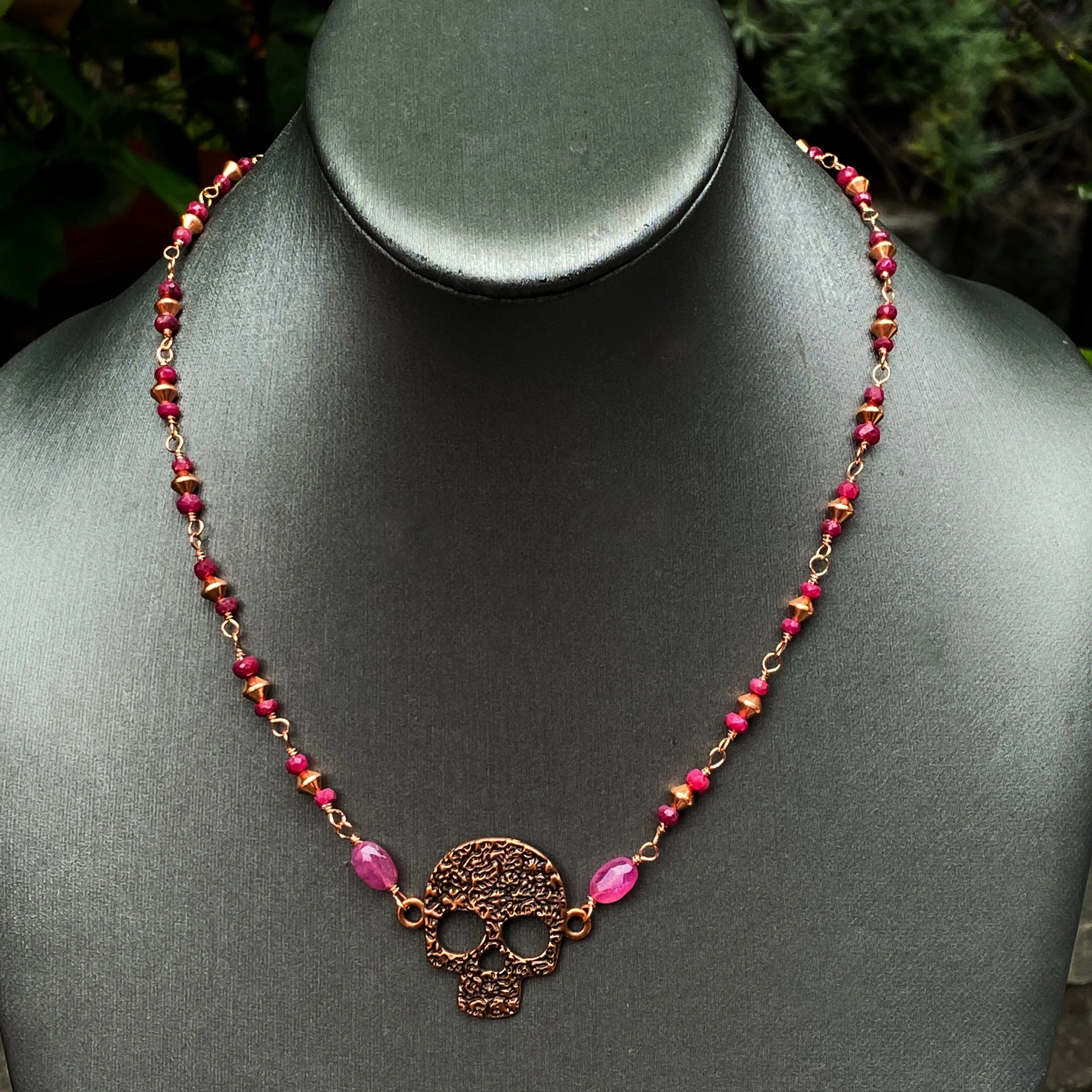 Ruby and Skull Necklace