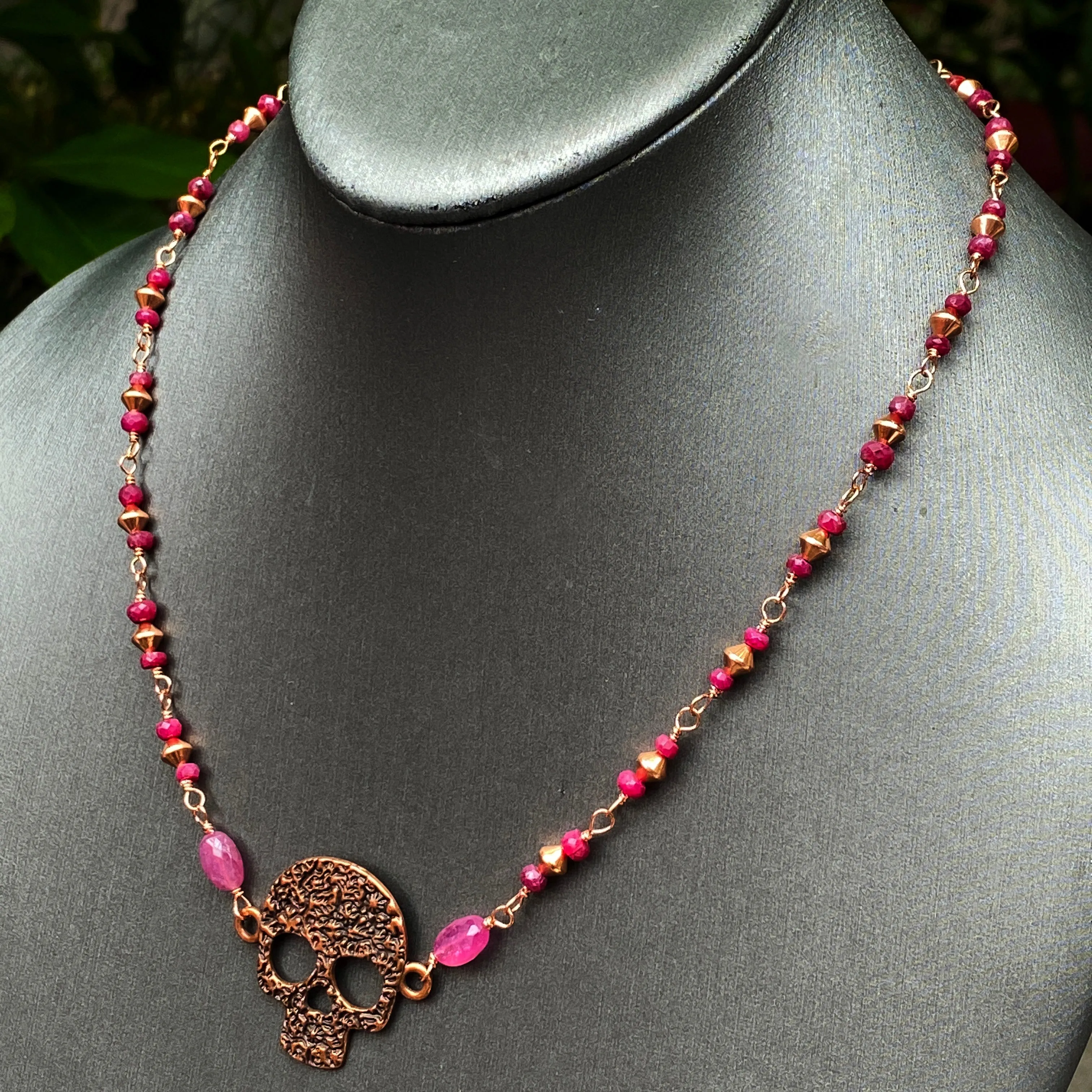 Ruby and Skull Necklace