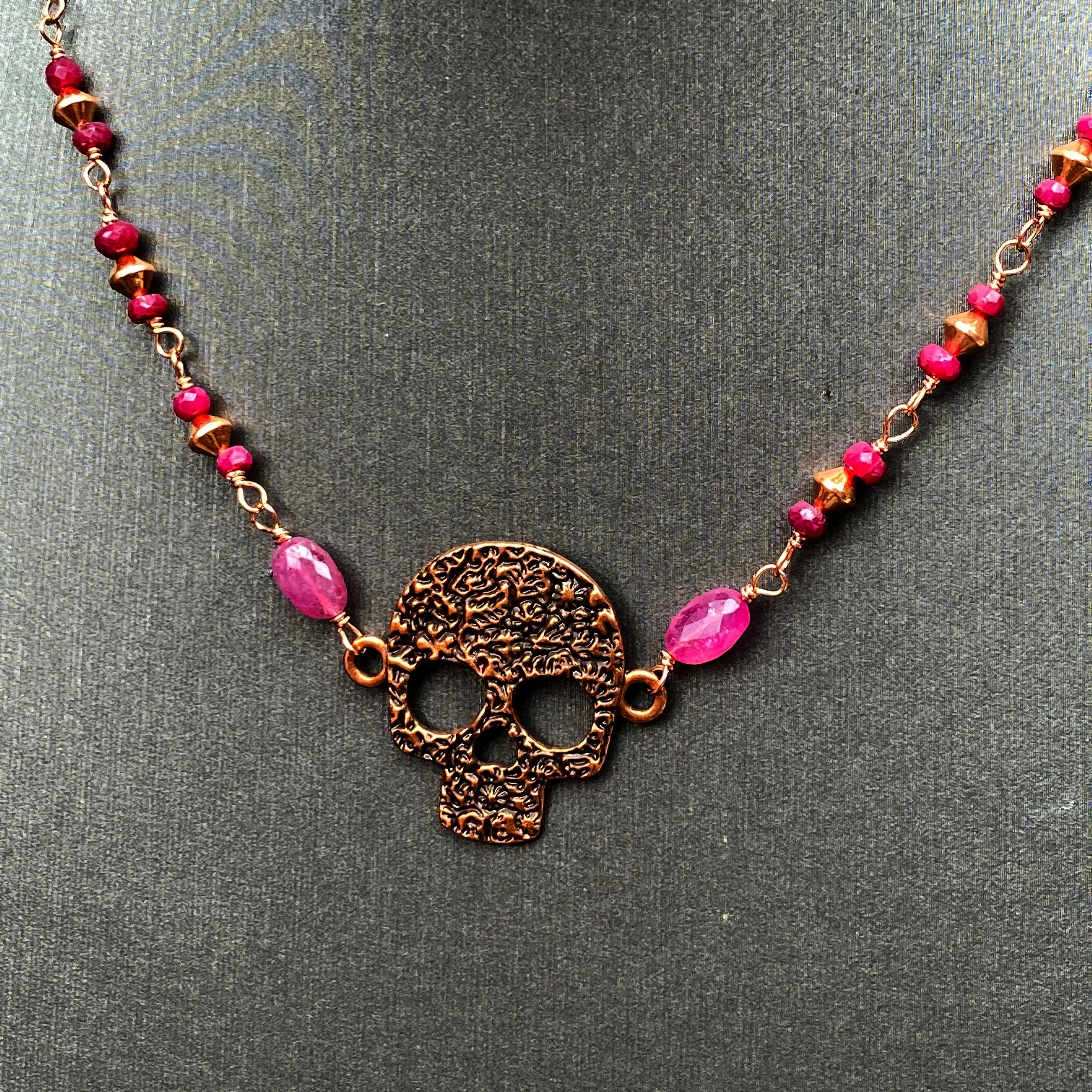 Ruby and Skull Necklace