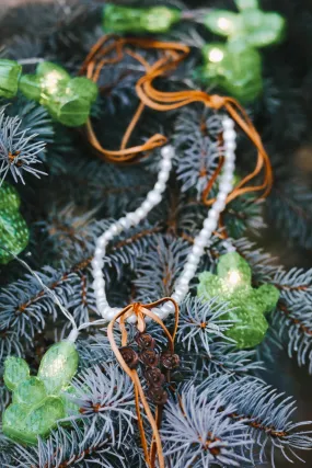 Rusty Rose Pearl and Deerskin Western Necklace