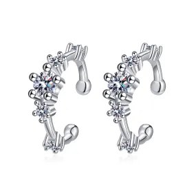 S925 Silver Flower Moissanite Ear Clips Ear Bone Clips