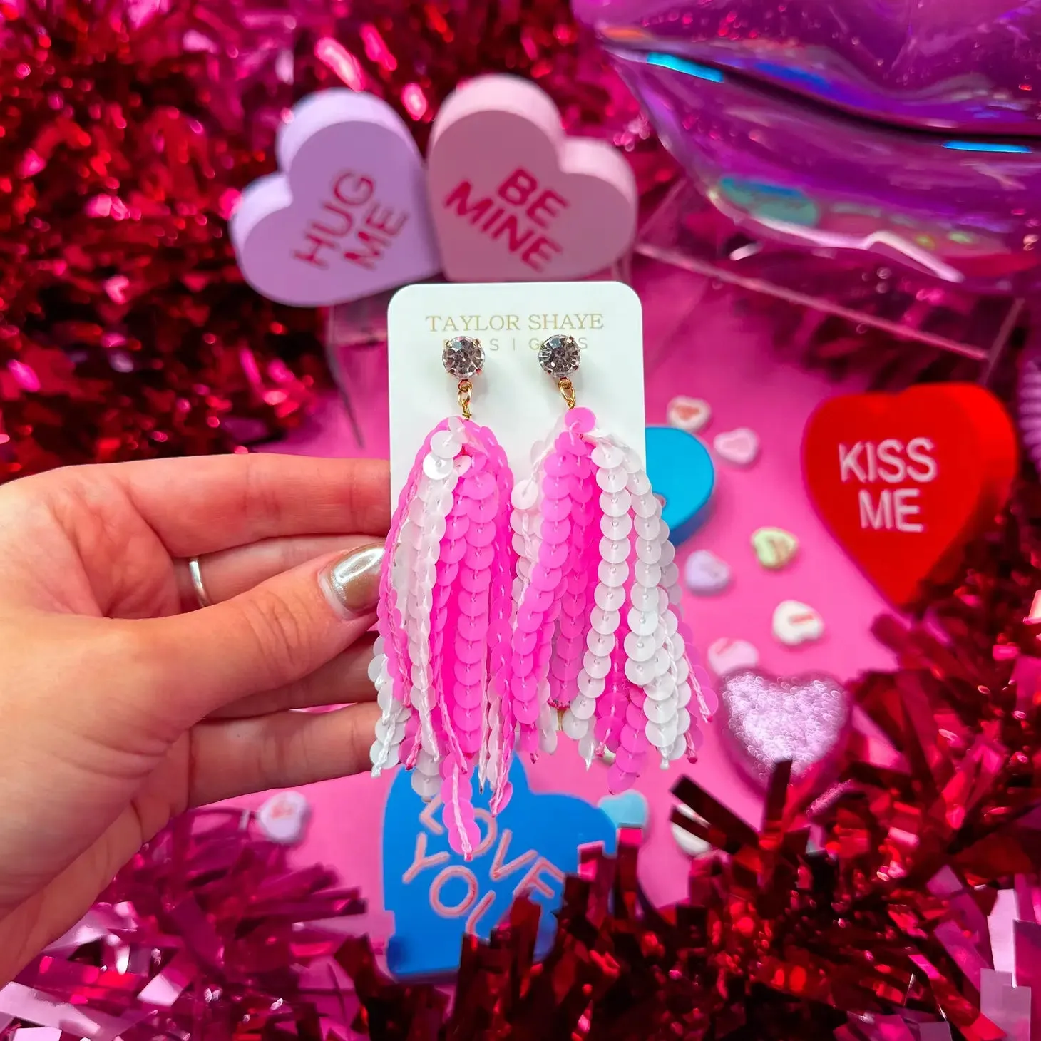 Sequin Tassels | Neon Pink