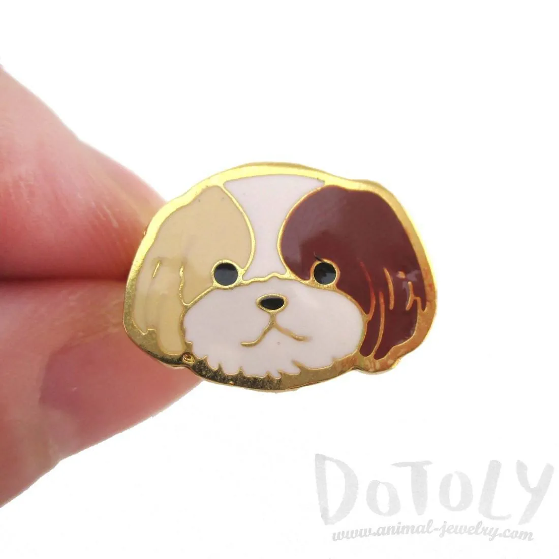 Shih Tzu Puppy Face Shaped Adjustable Animal Ring in Tan | Limited Edition