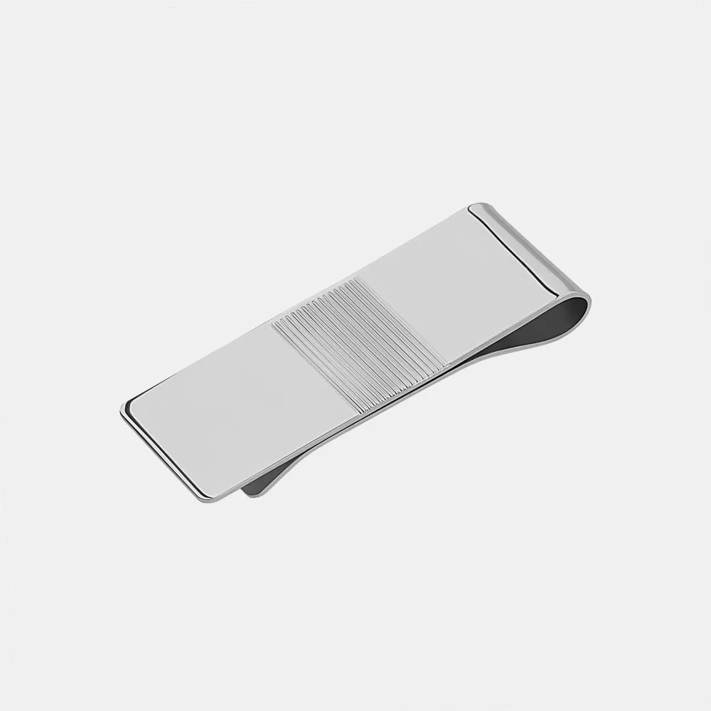 Silver Money Clip with Horizontal Brush Finishing