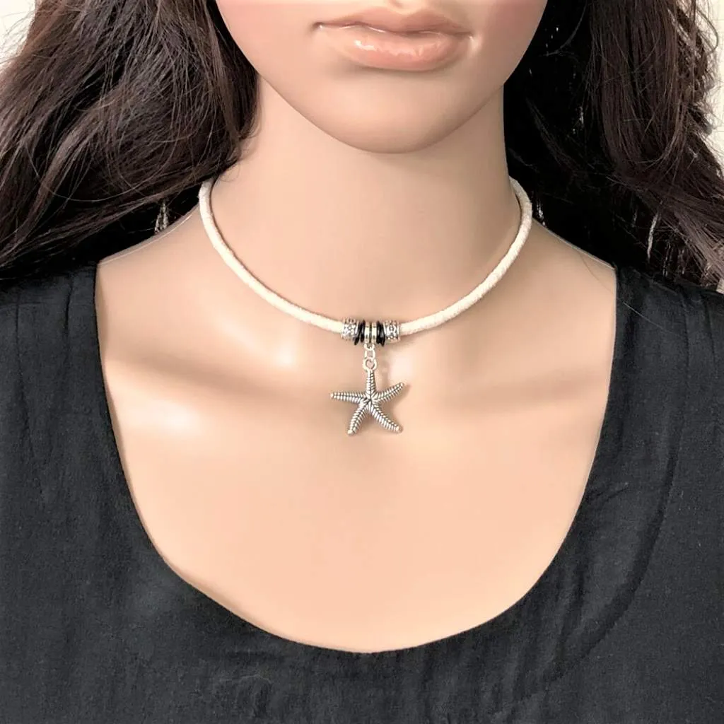 Silver Starfish Choker Necklace