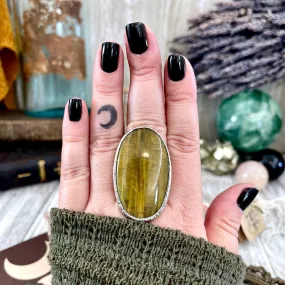 Silver Tigers Eye Ring Size 8 / Bohemian Big Stone Statement Ring