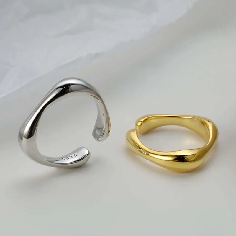 Simple Geometric Silver Adjustable Band Ring