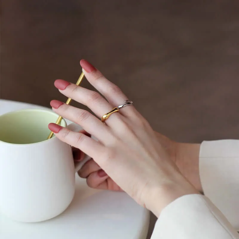 Simple Geometric Silver Adjustable Band Ring