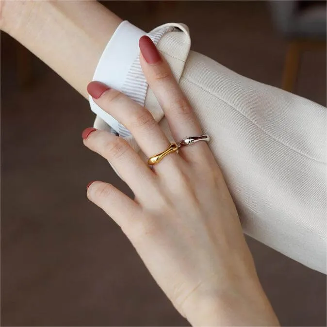 Simple Geometric Silver Adjustable Band Ring