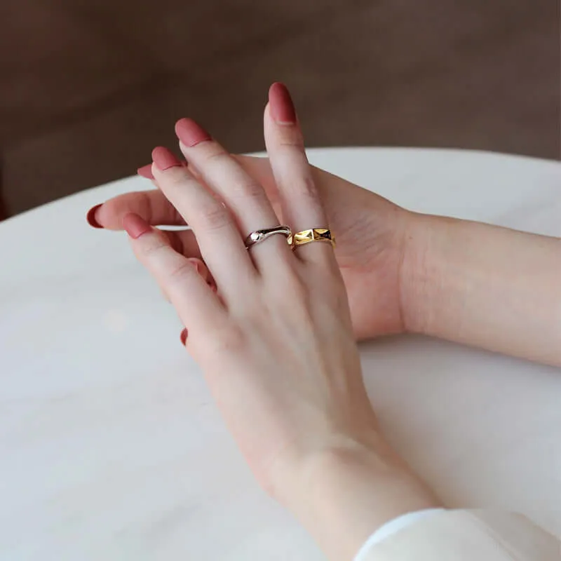 Simple Geometric Silver Adjustable Band Ring