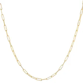 Small 14K Gold Paper Clip Necklace 2.0mm-No Clasp