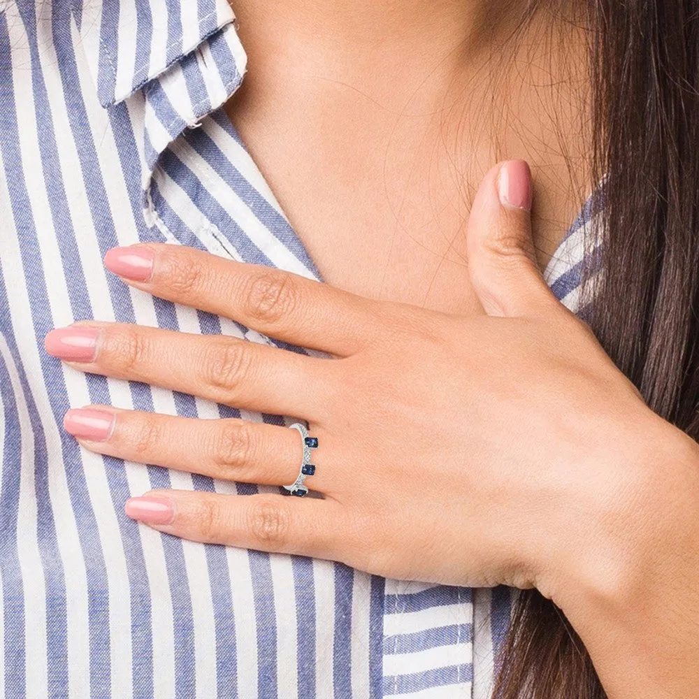 Stackable Expressions Created Sapphire Three Stone Ring in Sterling Silver