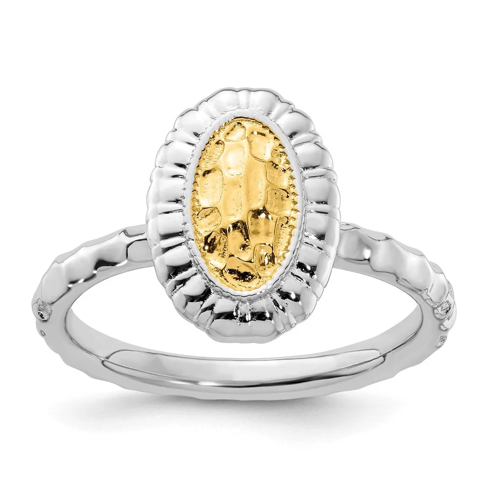 Stackable Expressions Gold-Plated Oval Ring in Sterling Silver