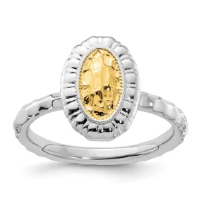 Stackable Expressions Gold-Plated Oval Ring in Sterling Silver